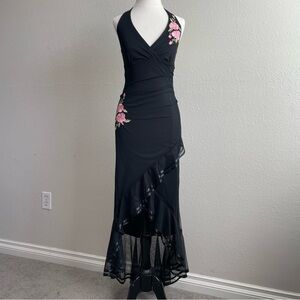 Vintage Black and Pink Floral Dress